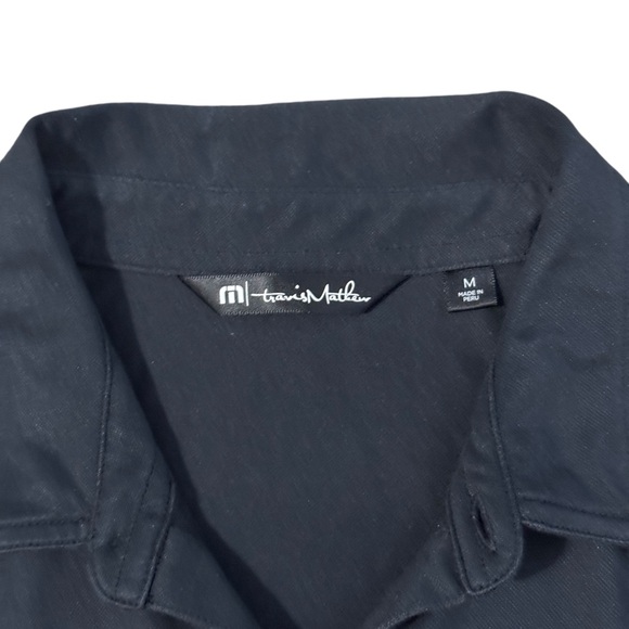 Travis Mathew Golf Polo Shirt Mens Medium Black Lightweight Chest Stripes READ - Picture 3 of 9